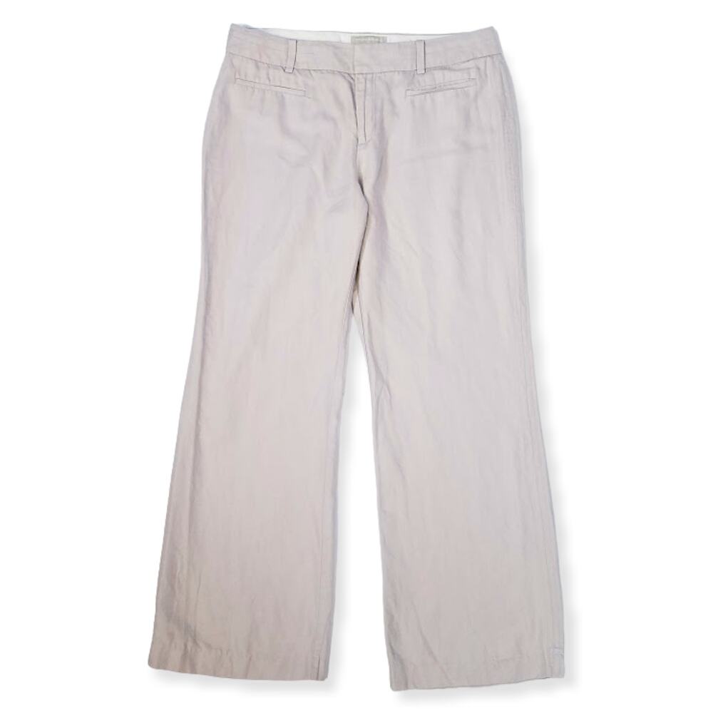 Banana Republic Factory wide leg linen blend pants size 12 light khaki